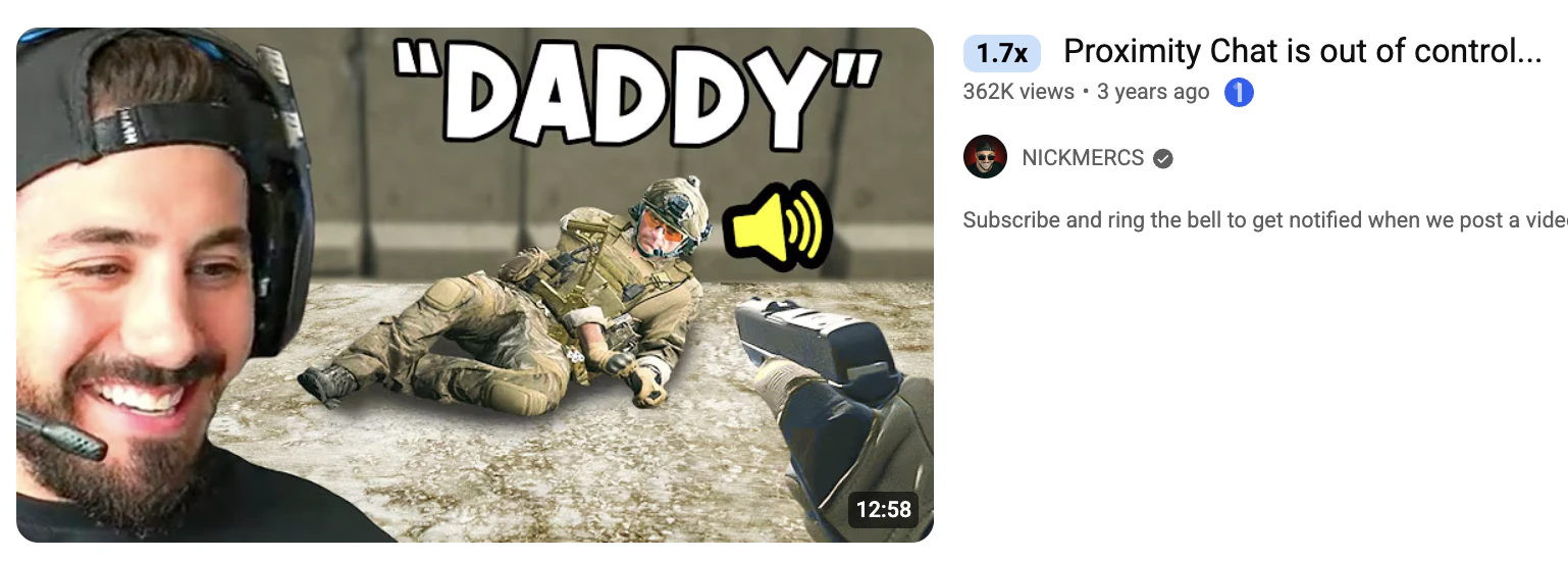 NICKMERCS proximity chat upload with 362,000 views